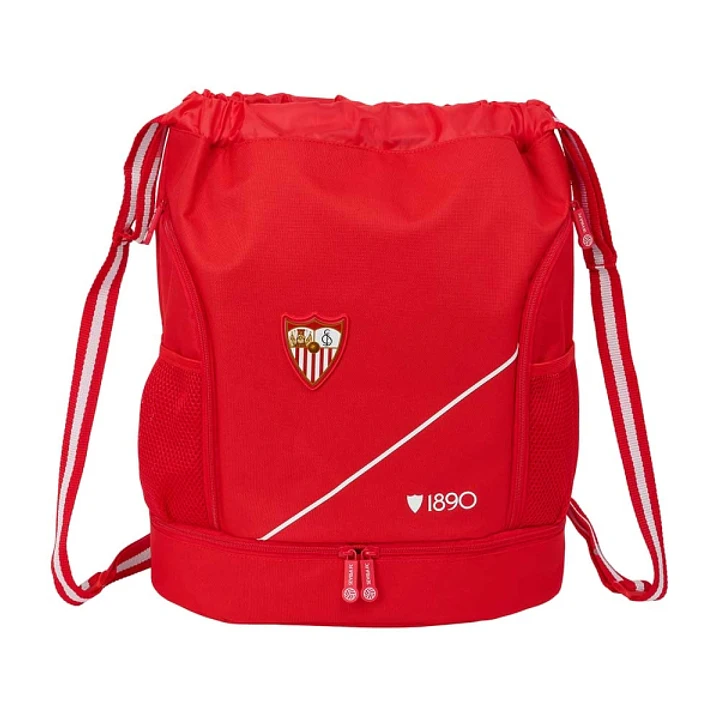 Safta Sevilla FC Saco Mochila - Cremallera Bidireccional - Portabotellas - Hombreras de Cinta Ajustables - Compartimento Inferior - 35x40x1cm - Color  1