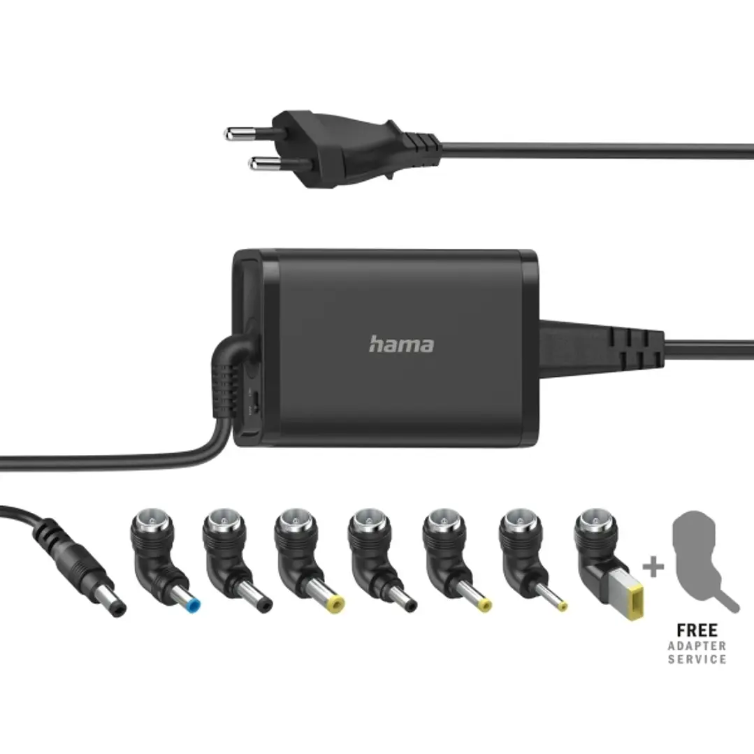 Hama Essential Fuente de Alimentacion Universal para Portatil - Potencia 45W - Voltaje 15-19V - Cable de Entrada 1.2m - Cable de Salida 1.15m - Color  1