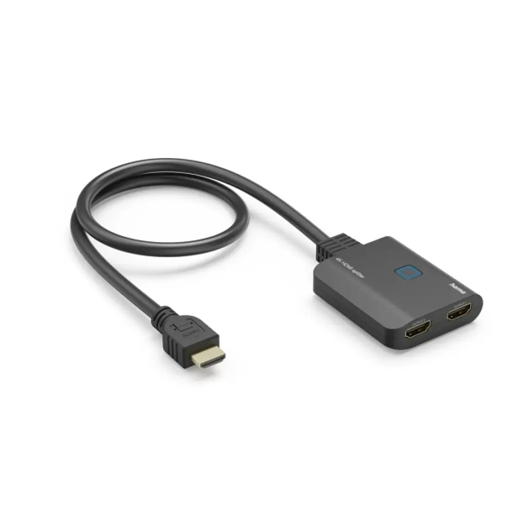 Hama Divisor HDMI 4K - 1 Entrada - 2 Salidas - Indicador LED - 6.55x1.6x5.55cm - Color Negro 1