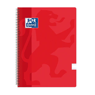 Oxford School Classic Cuaderno Espiral Tapa de Plastico Folio - Pauta 2.5 con Margen - 80 Hojas - Color Rojo