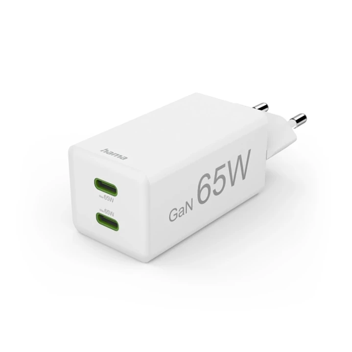 Hama Cargador de Pared - Potencia 65W - USB-C - GaN - Power Delivery - Qualcomm - GaN - Color Blanco 1