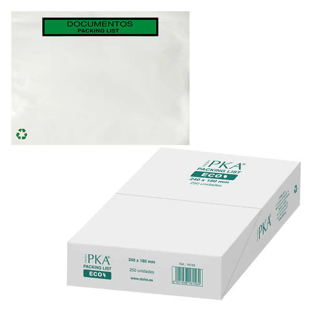 Dohe ECO Caja de 250 Sobres Autoadhesivos para Envio de Documentos 240x180mm - Packing List Especial Envios 1