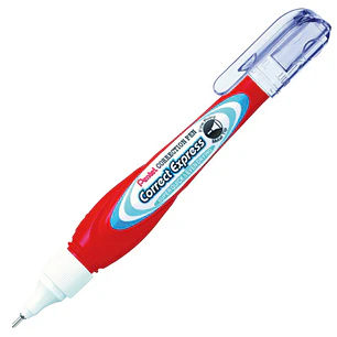 Pentel Correct Express Boligrafo Corrector 7ml - Secado Super Rapido - Punta Metalica - Cuerpo Color Rojo