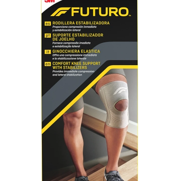 Futuro Rodillera - Talla L (43.2 - 49.5cm) - Estabilizadora - Transpirable - Elastico - Color Gris 1