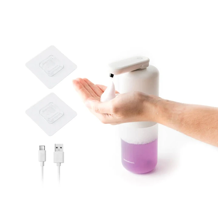 Innovagoods Bitefom Dipensador de Jabon en Espuma Automatico - Bateria 1200mAh - Deposito de 350ml - IPX5 - Recargable - Sistema Antigoteo - 11x21.5x6 1