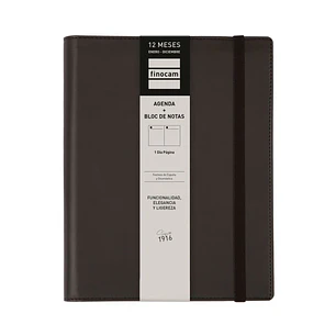 Finocam Duoband Agenda - Anual 2026 - Bloc de Notas - Formato E10 - 176x28x226mm - 1 Dia por Pagina - Color Negro