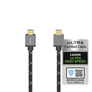 Hama Prime Cable HDMI 8K Macho - Longitud 3m - Certificado - Soporta eARC y 3D - Terminales Chapados en Oro - Ethernet - Velocidad hasta 48Gbps - Blin
