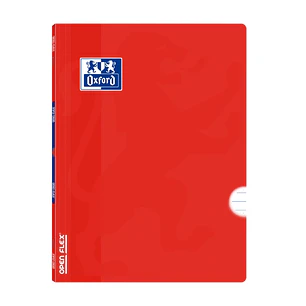 Oxford School Classic Openflex A4 Libreta Grapada - Tapa de Plastico Resistente - 1 Linea con Margen - 48 Hojas de Papel de Calidad - Color Rojo