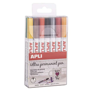 Apli Rotuladores Tinta Permanente Punta Fina - Pack 14 Colores - Base Aceite - Resistente Al Agua - Soporta Hasta 60°C