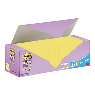 Post-It Super Sticky Pack de 24 Blocs con 90 Z-Notas Adhesivas Reposicionables - 76x76mm - Promocion 20 Blocs + 4 Gratis - Color Amarillo Claro
