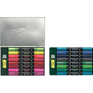 Faber-Castell Multimark Acrylic Style It: Kicks Pack con 16 Rotuladores Acrilicos Doble Punta - Puntas Redondas de 1mm y 3mm - Tinta Acrilica a Base d