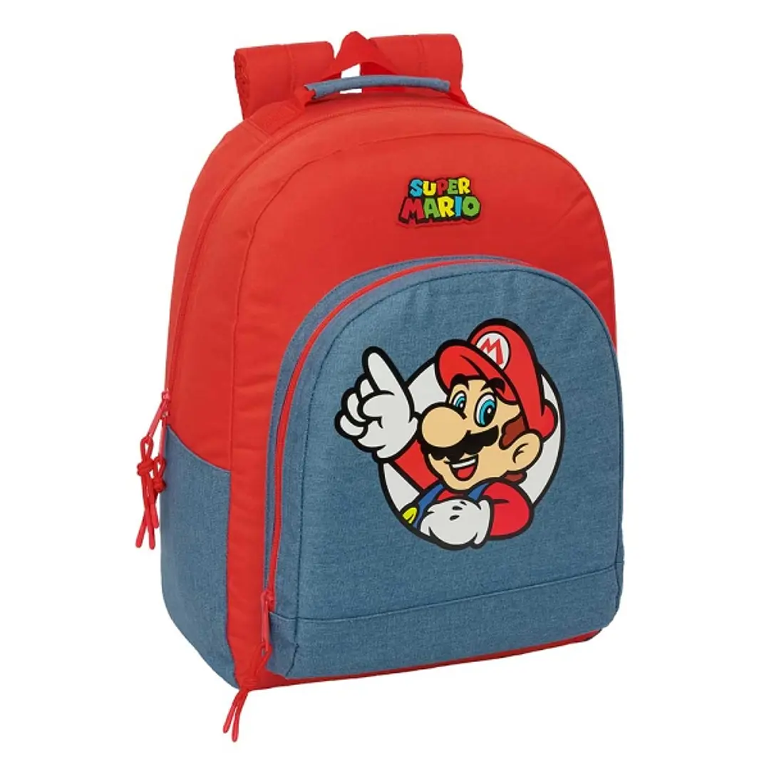 Safta Super Mario Mochila - Adaptable a Carro - Bolsillo Frontal - Espalda Acolchada - Cremallera con Doble Tirador - Asa de Mano - Hombreras Ergonomi 1