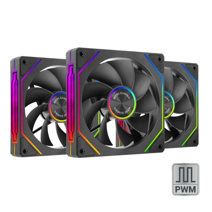 Mars Gaming MF-LINKFINITYKIT2R Pack de 3 Ventiladores de 120mm - Iluminacion ARGB Infinity Mirror - Silencioso 12dB - Modular Linkfinity Magnetico - C 1