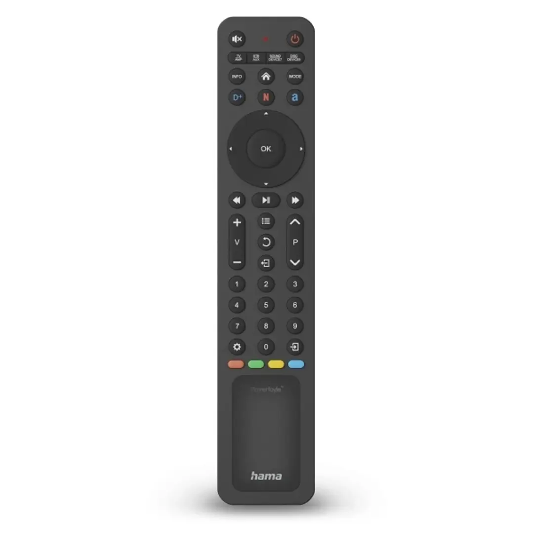 Hama Mando a Distancia para TV - Universal - Panel Solar de Carga - Alcance 10m - 43 Botones - Acceso Directo a Streaming - Permite 8 Dispositivos Sim 1