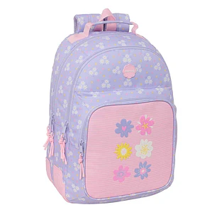 Safta Bouquet Mochila con 2 Compartimentos - Antirozaduras - Adaptable a Carro - Bolsillo Frontal - Portabotellas - Tirador Doble - Hombreras Ergonomi