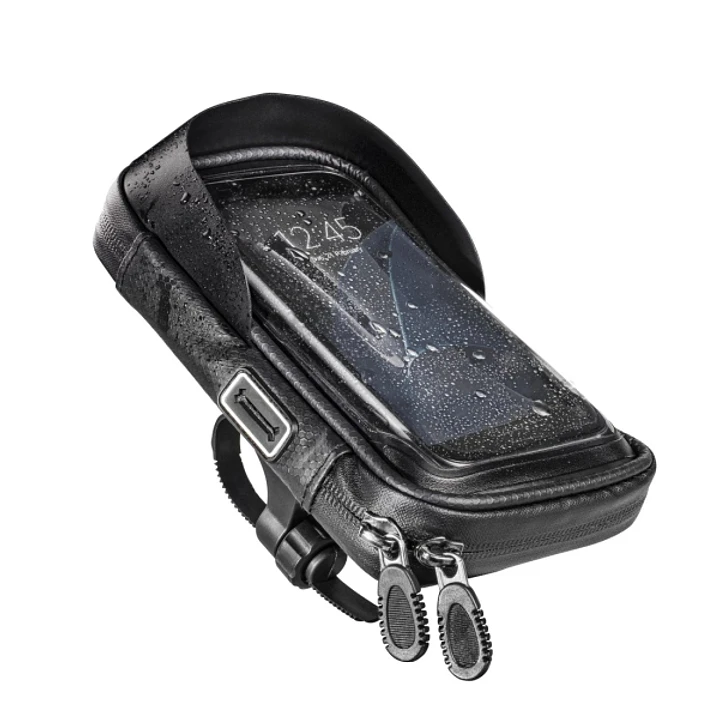 Hama Essential Funda Smartphone para Bicicleta/Moto - Repelente al Agua - Cremallera - Ancho Dispositivo hasta 8cm - Peso Max 200g - Manillares hasta  1