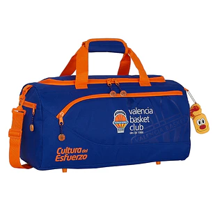 Safta Valencia Basket Bolsa de Deporte - Bandolera Ajustable - Tirador Doble - Bolsillo Frontal - Bolsillos Laterales - Fondo Semirigido - Tacos en Ba