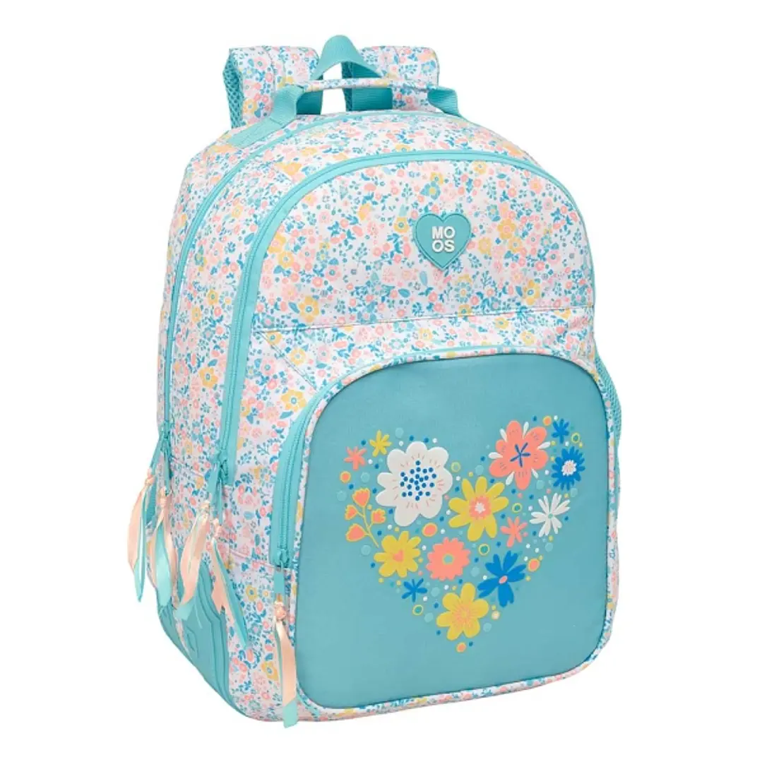 Safta Moos Fiori Mochila con 2 Compartimentos - Antirozaduras - Adaptable a Carro - Portabotellas - Tirador Doble - Material Reciclable - 20L - 320x15 1