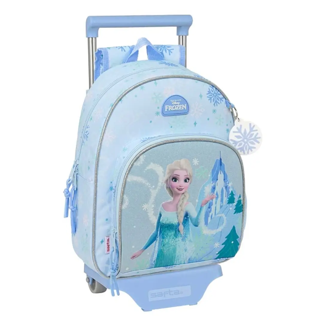 Safta Frozen Mochila con Carro - Extraible - Portabotellas - Bolsillo Frontal - Asa de Mano - 28x34x10cm - Color Azul Pastel 1