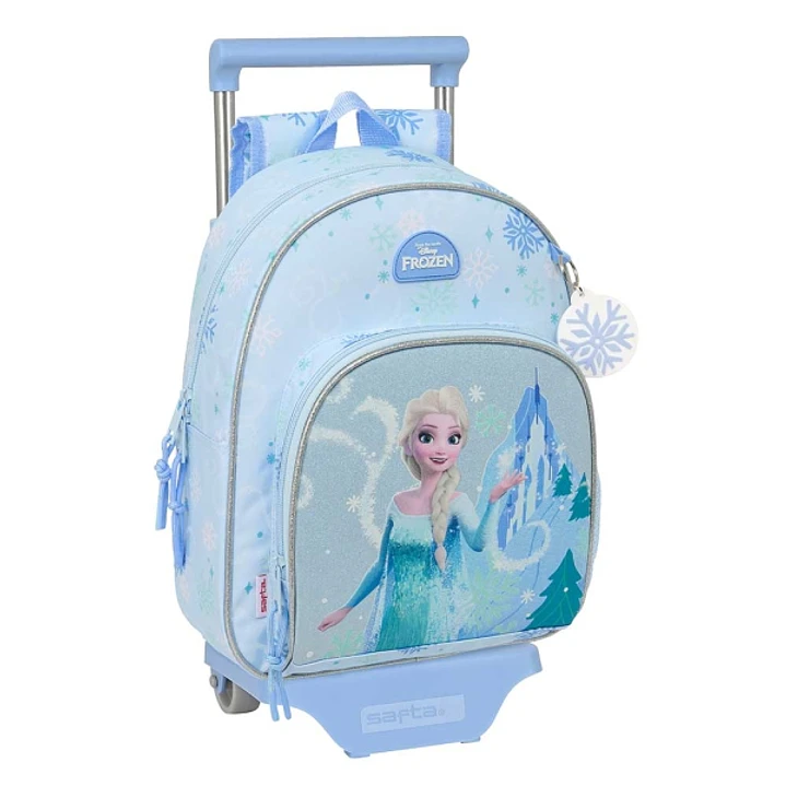 Safta Frozen Mochila con Carro - Extraible - Portabotellas - Bolsillo Frontal - Asa de Mano - 28x34x10cm - Color Azul Pastel 1