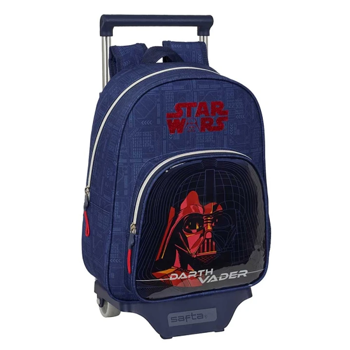 Safta Star Wars Mochila con Carro - Extraible - Portabotellas - Bolsillo Frontal - Asa de Mano - 27x33x10cm - Color Azul Marino 1