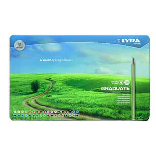 Lyra Graduate Pack de 36 Lapices de Colores - Hexagonal - Estuche de Metal - Color Negro