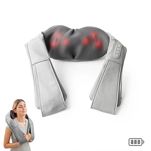Innovagoods Pro Massatsu Masajeador Shiatsu - 24W - Funcion Calor - 3 Velocidades - Bateria 1800mAh - Recargable - Cabezales Rotativos - Apagado Autom
