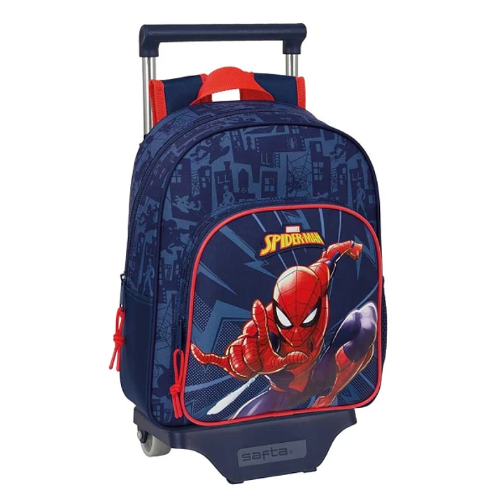 Safta Spider-Man Mochila con Carro - Portabotellas - Hombreras Acolchadas - Mochila Extraible - Material Resistente - 10 L - 270x100x330mm - Color Azu 1