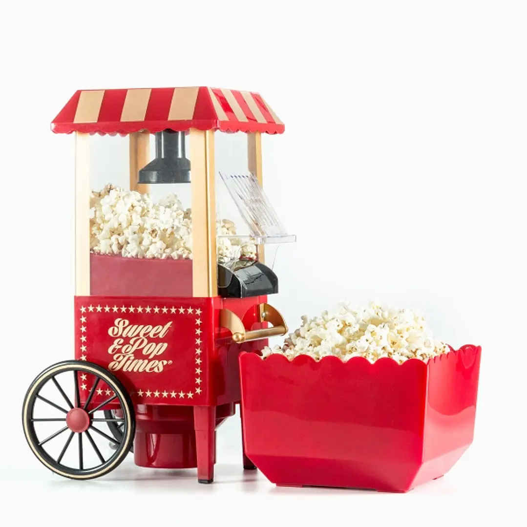 Innovagoods Sweet & Pop Times Palomitera de Aire Caliente - Potencia 1200W - Estilo Vintage - Cocina sin Aceite - Incluye Medidor - Color Rojo 1