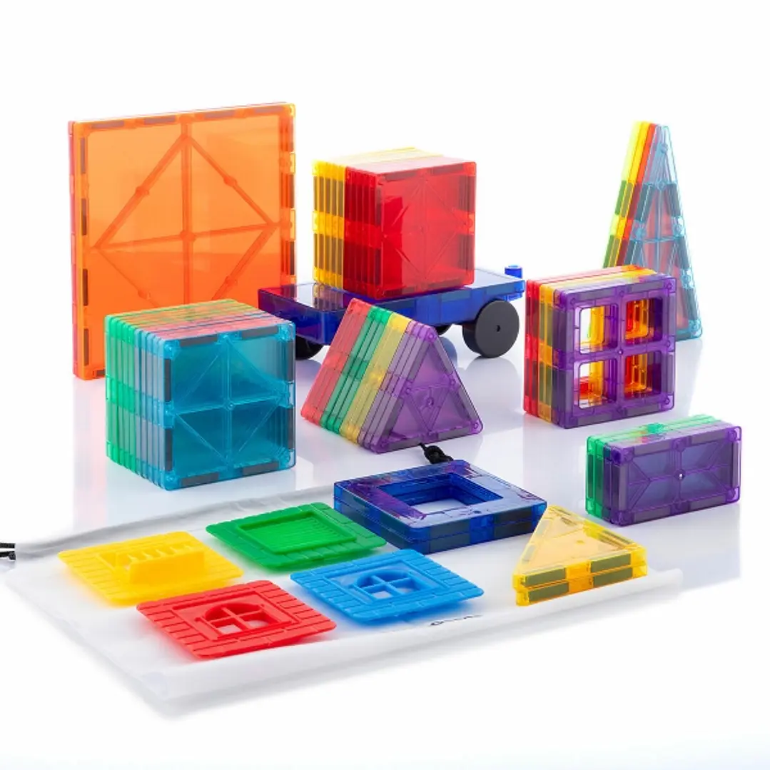 Innovagoods Juego de Bloques Magneticos 3D - 57 Piezas - Colores Translucidos - Bolsa de Transporte - Multicolor 1