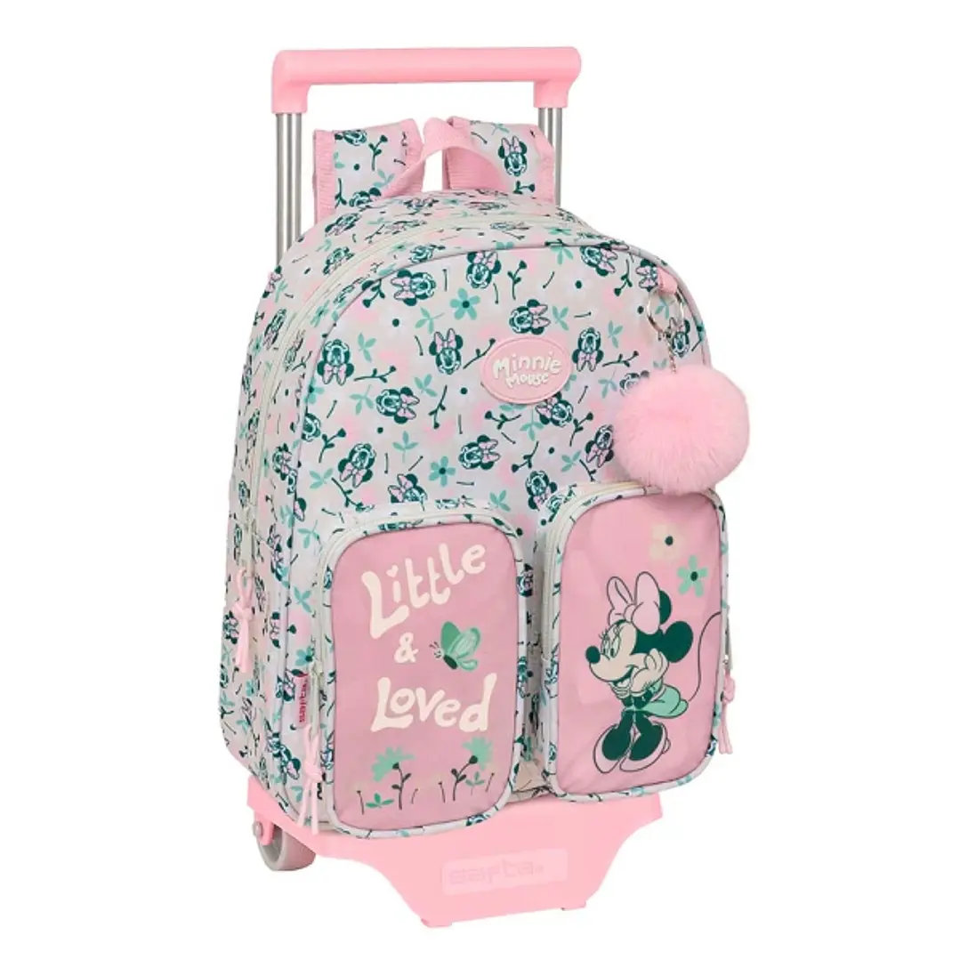 Safta Minnie Mouse Minty Mochila con Carro - Portabotellas - Hombreras Acolchadas - Mochila Extraible - Material Resistente - 10L - 280x100x340mm - Co 1