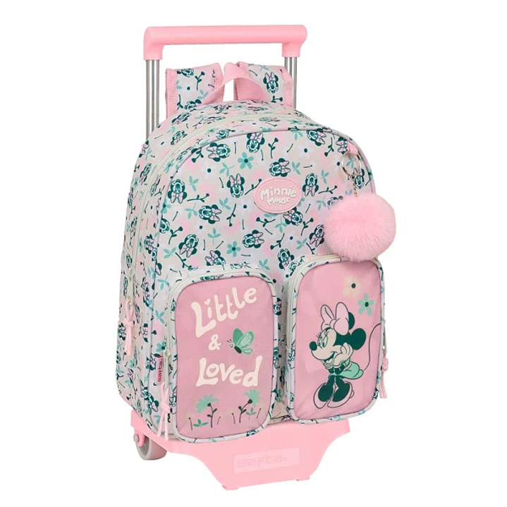 Safta Minnie Mouse Minty Mochila con Carro - Portabotellas - Hombreras Acolchadas - Mochila Extraible - Material Resistente - 10L - 280x100x340mm - Co 1