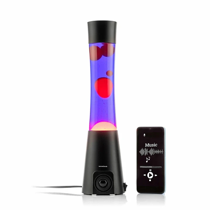 Innovagoods Maglamp Lampara de Lava con Altavoz - 3W - Bluetooth - Incluye Bombilla de Repuesto - Cable 170cm - Estilo Retro - Jack Aux 3.5mm - 10.7x4 1