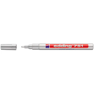 Edding 751 Rotulador Permanente - Punta Redonda - Trazo entre 1 y 2 mm. - Tinta Opaca - Secado Rapido - Color Plata