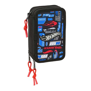 Safta Hot Wheels Plumier de 3 Pisos - 37 Piezas - 1.3L - Goma - Lapiz - Boligrafos - Sacapuntas - Reglas - 16 Colores - 14 Rotuladores - 125x55x195mm 