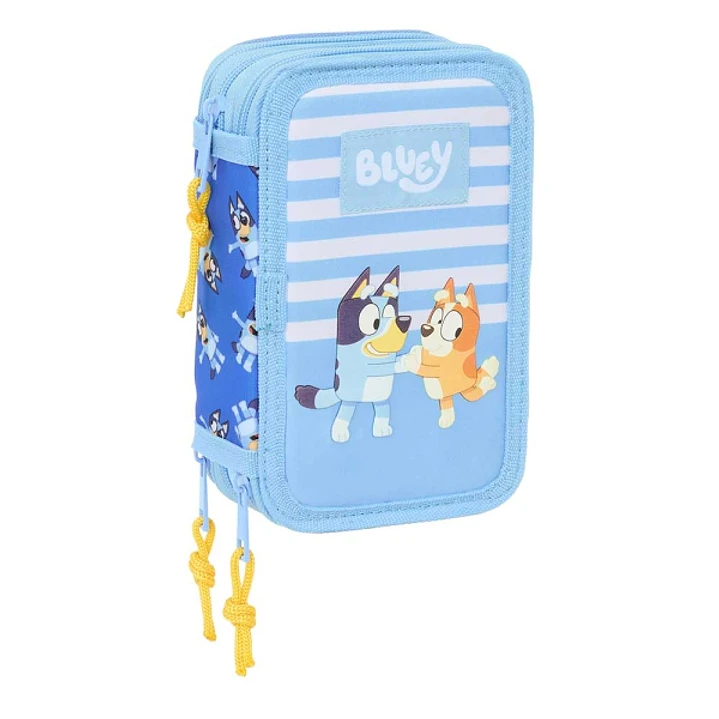 Safta Bluey Let'S Play Plumier de 3 Pisos - 37 Piezas - 1.3L - Goma - Lapiz - Boligrafos - Sacapuntas - Reglas - 16 Colores - 14 Rotuladores - 125x55x 1