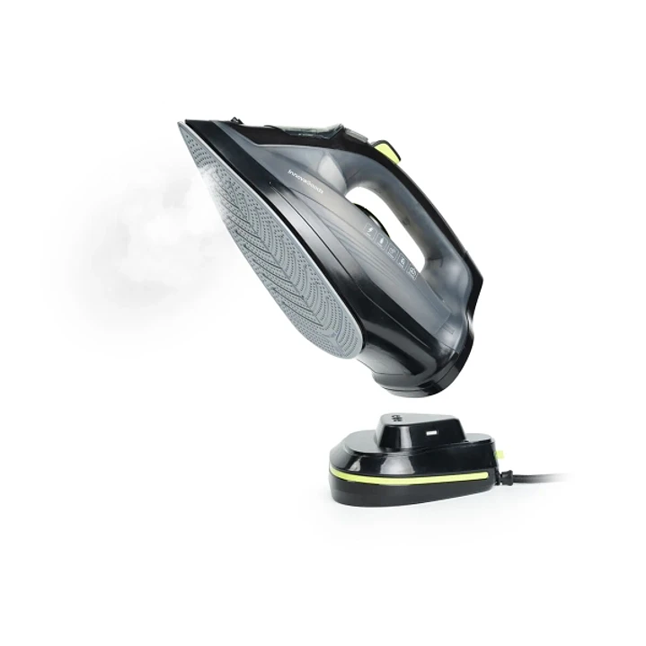 Innovagoods Stiron Plancha de Vapor Inalambrica - 2400W - Golpe de Vapor 30g/min - Suela Ceramica Antiadherente - Deposito 320ml - Cable 2m - Sistema  1