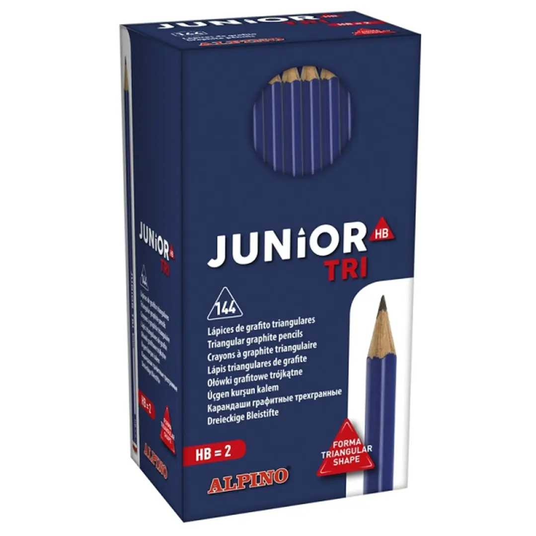 Alpino Junior Tri Pack con 144 Lapices de Grafito HB Triangulares - Espacio para el Nombre 1
