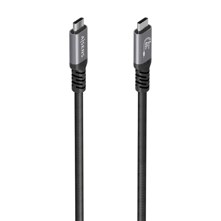 Aisens Cable USB-C Macho - Soporta hasta 60W - Longitud 10m - Velocidad de Transferencia hasta 5Gbps - Resolucion 4K - Aluminio - Color Negro 1