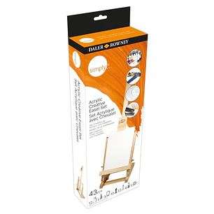Daler Rowney Simply Creative Easel Pack de 43 Piezas - Pinturas Acrilicas - Incluye Caballete - Colores Surtidos