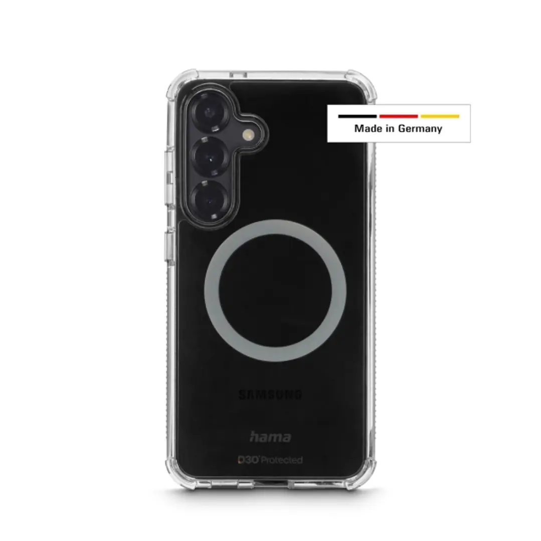Hama Extreme Protect Funda para Samsung Galaxy S25+ - Magnetico - Antideslizante - Policarbonato - Proteccion D3O - Bordes Elevados - Color Transparen 1