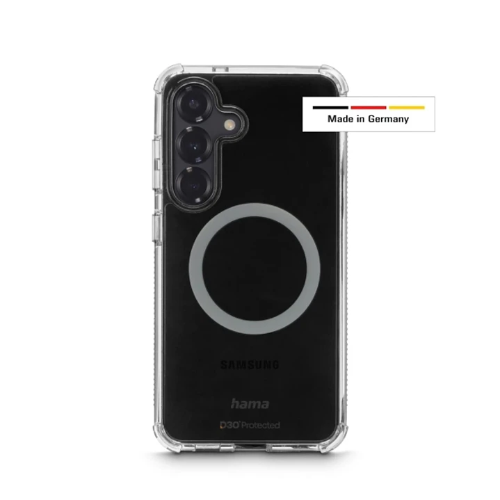 Hama Extreme Protect Funda para Samsung Galaxy S25+ - Magnetico - Antideslizante - Policarbonato - Proteccion D3O - Bordes Elevados - Color Transparen 1