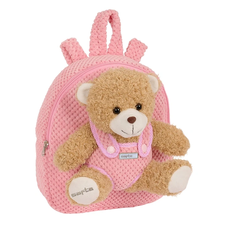 Safta Mochila Preescolar con Osito - Cremallera - Osito Extraible - Hombreras Acolchadas - Asa Superior - 4.65L - Material Duradero - 230x75x270mm - C 1