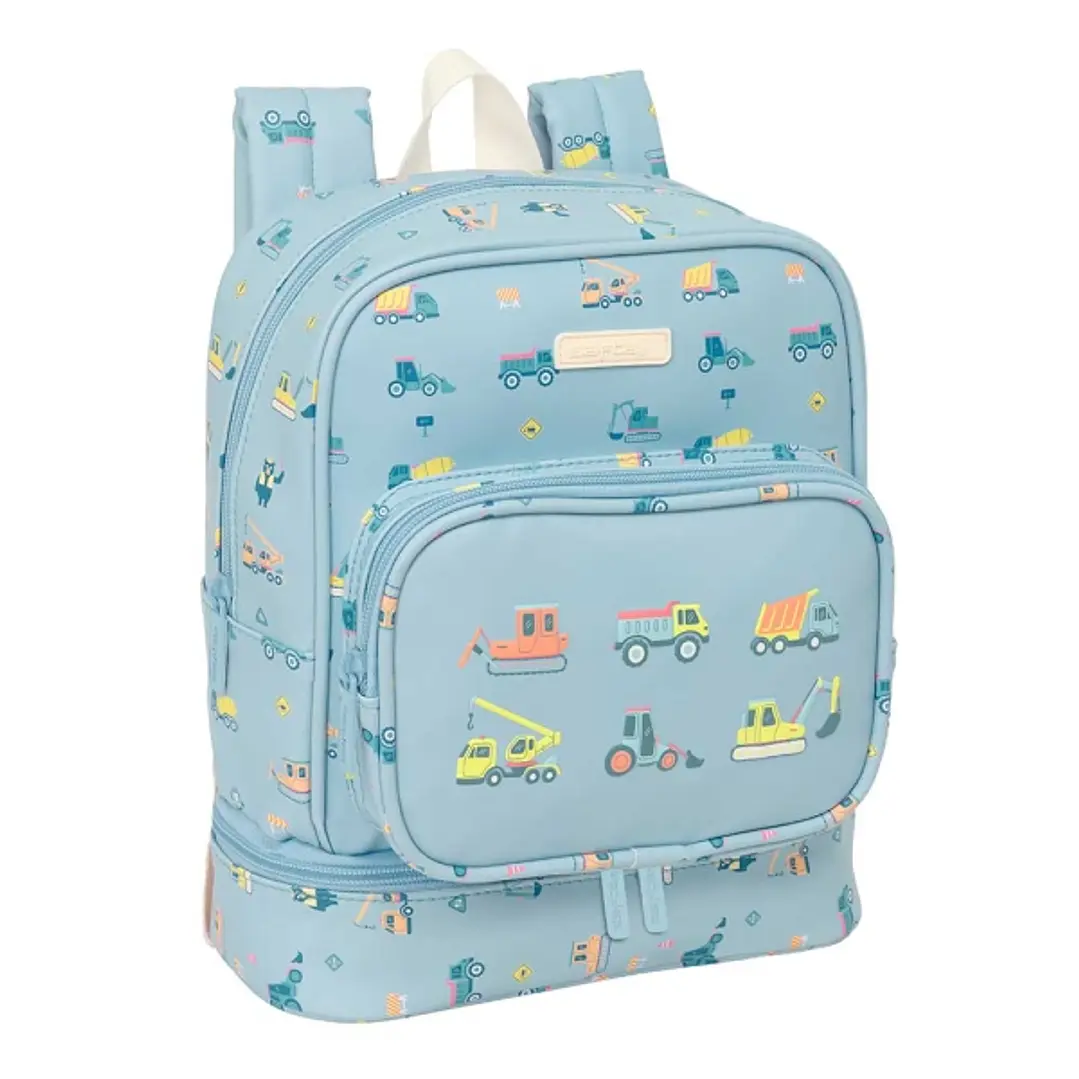 Safta Gruas Mochila Guarderia - Isotermica - Tarjeta ID - Compartimento Termo - Asa Superior Comoda - Adaptable a Carrito - 7.25L - 220x100x270mm - Co 1