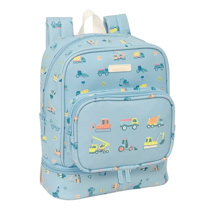Safta Gruas Mochila Guarderia - Isotermica - Tarjeta ID - Compartimento Termo - Asa Superior Comoda - Adaptable a Carrito - 7.25L - 220x100x270mm - Co 1