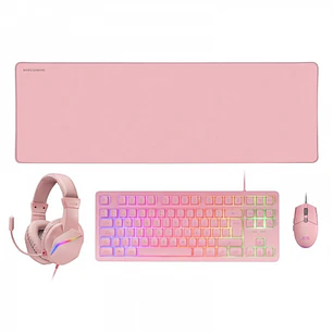 Mars Gaming MCP-RGB3 Combo Gaming 4en1 - Teclado TKL H-Mech RED - Raton RGB 3200 DPI - Auriculares FRGB Cancelacion Ruido - Alfombrilla XXL Antidesliz