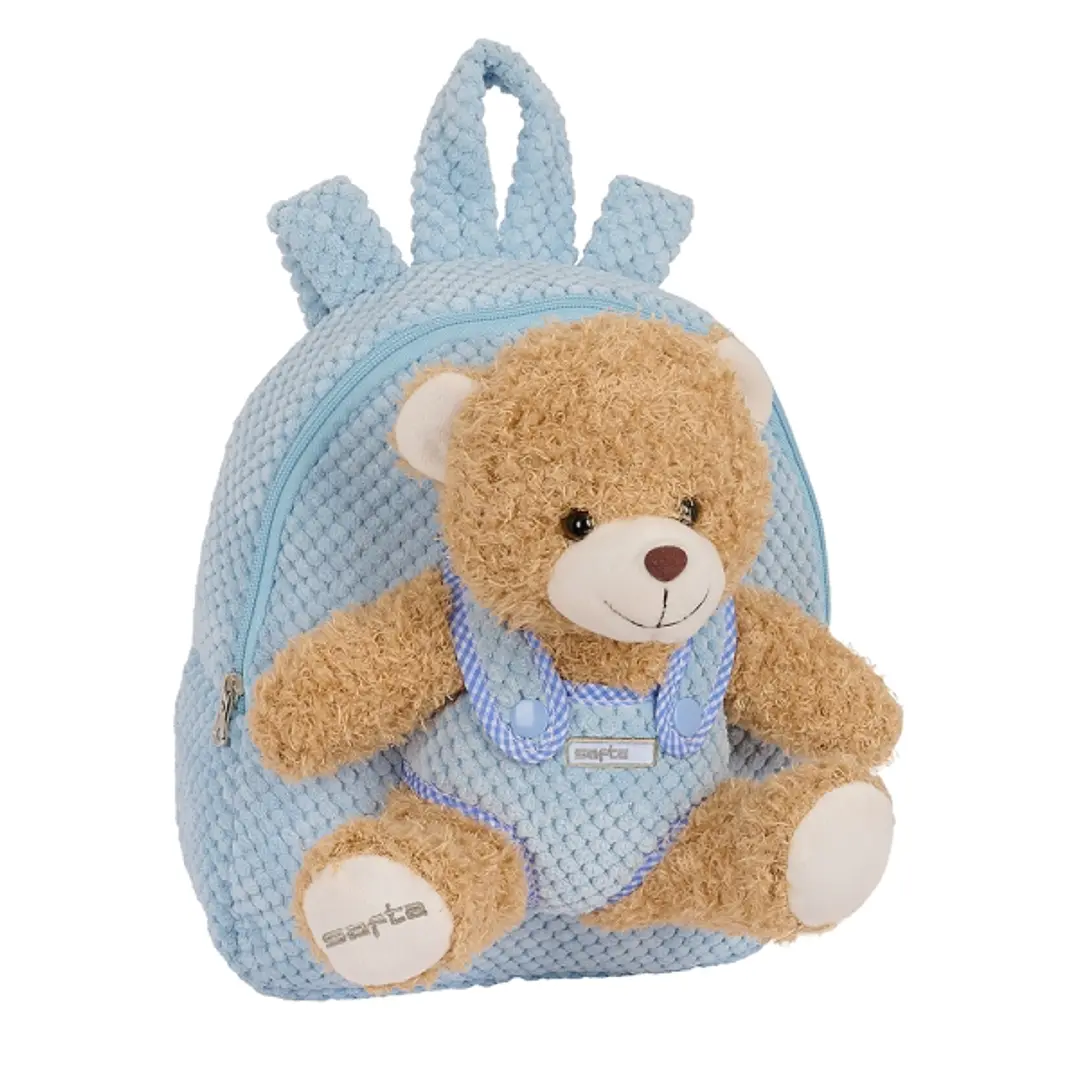 Safta Mochila Preescolar con Osito - Cremallera - Osito Extraible - Hombreras Acolchadas - Asa Superior - 4.65L - 230x75x270mm - Color Azul Claro 1
