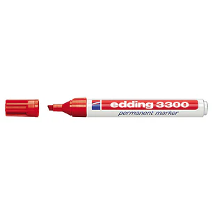 Edding 3300 Rotulador Permanente - Punta Biselada - Trazo entre 1 y 5 mm. - Tinta Casi Inodora - Secado Rapido - Color Rojo