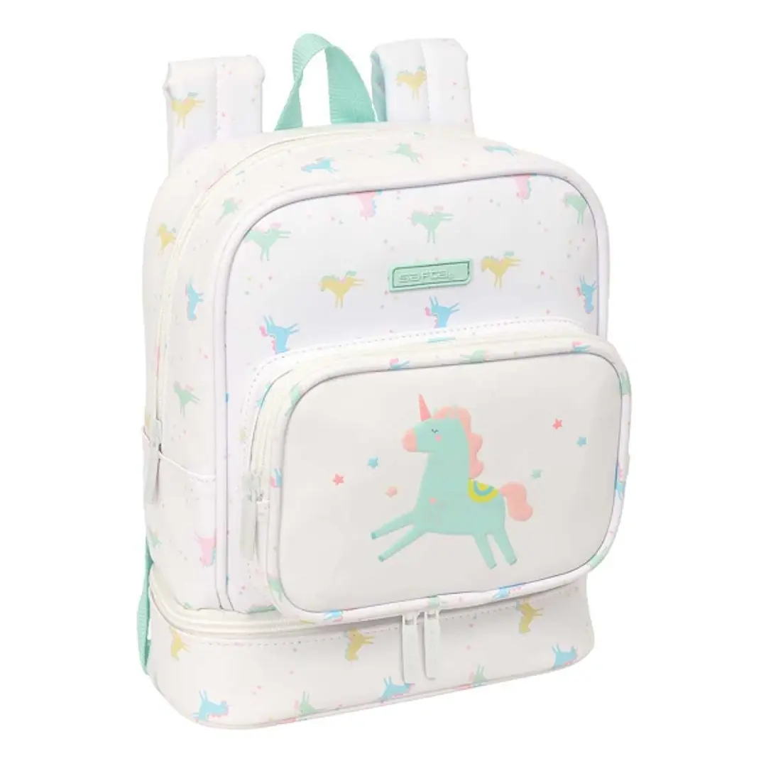 Safta Unicornio Mochila Guarderia - Isotermica - Tarjeta ID - Compartimento Termo - Compatible con Carrito - Asa de Mano - 7.25L - 220x100x270mm - Col 1