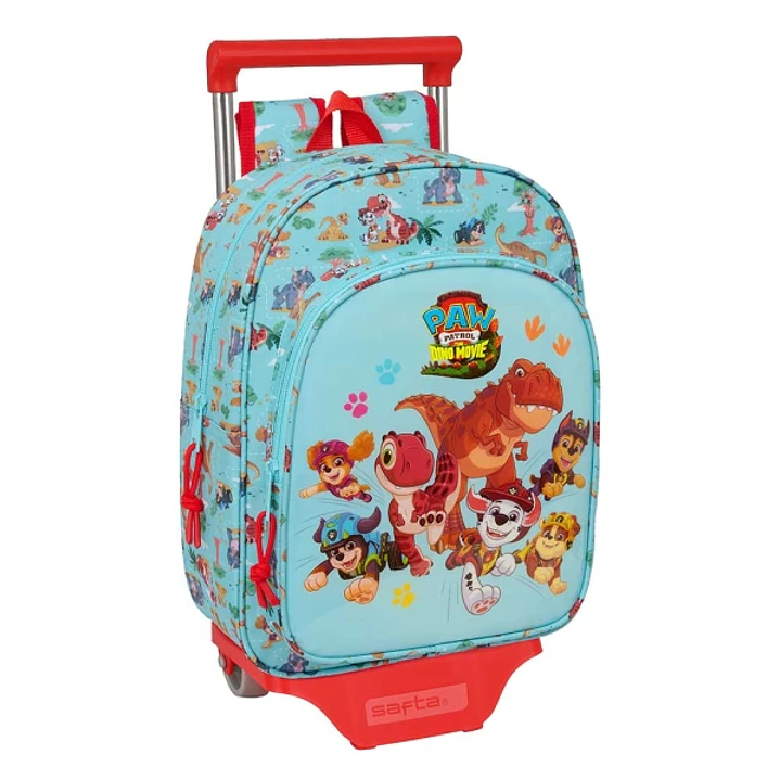 Safta Paw Patrol Dino Rescue Mochila con Carro - Extraible - Portabotellas - Bolsillo Frontal - Asa de Mano - 26x34x11cm - Color Azul Pastel 1